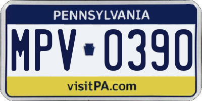 PA license plate MPV0390