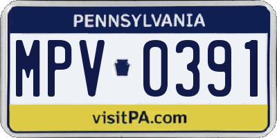 PA license plate MPV0391