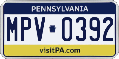 PA license plate MPV0392