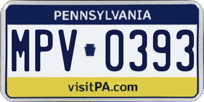 PA license plate MPV0393