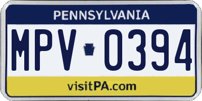 PA license plate MPV0394