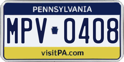 PA license plate MPV0408