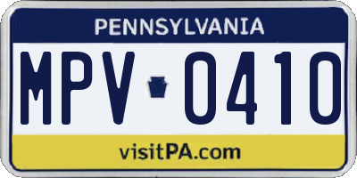 PA license plate MPV0410
