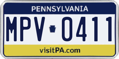 PA license plate MPV0411