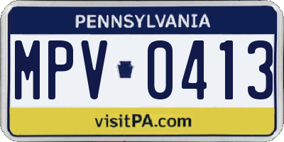 PA license plate MPV0413