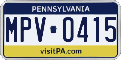 PA license plate MPV0415