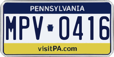 PA license plate MPV0416