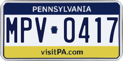 PA license plate MPV0417