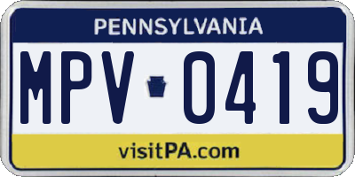 PA license plate MPV0419