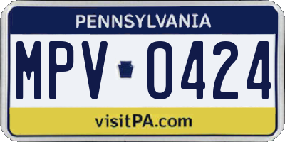 PA license plate MPV0424