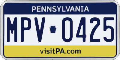 PA license plate MPV0425