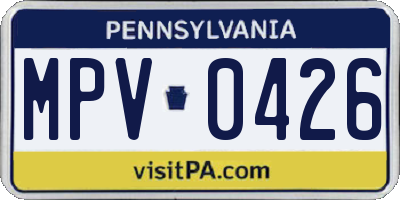 PA license plate MPV0426