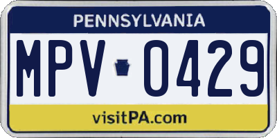 PA license plate MPV0429