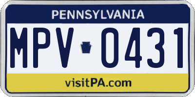 PA license plate MPV0431