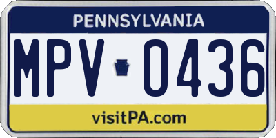 PA license plate MPV0436