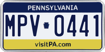 PA license plate MPV0441