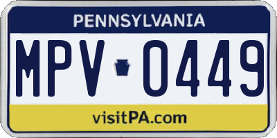 PA license plate MPV0449