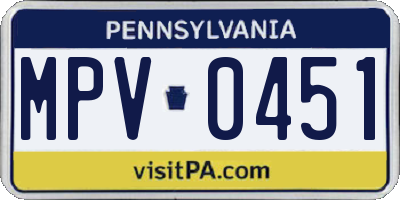 PA license plate MPV0451