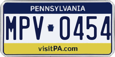 PA license plate MPV0454