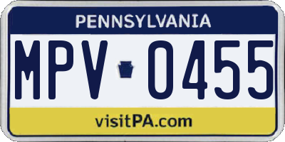 PA license plate MPV0455