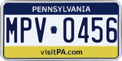 PA license plate MPV0456