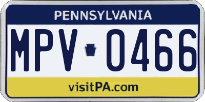 PA license plate MPV0466