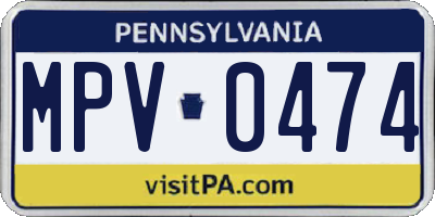 PA license plate MPV0474