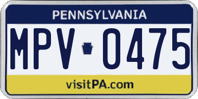 PA license plate MPV0475
