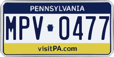PA license plate MPV0477