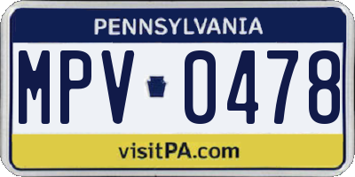 PA license plate MPV0478