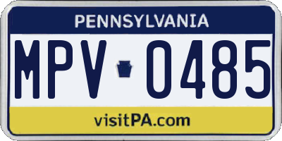 PA license plate MPV0485