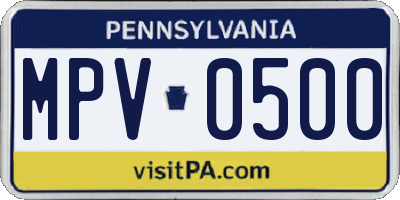 PA license plate MPV0500