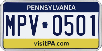 PA license plate MPV0501