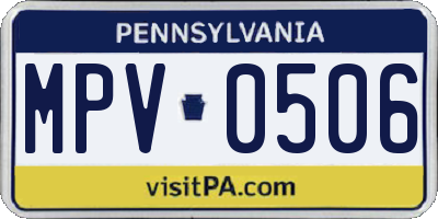PA license plate MPV0506