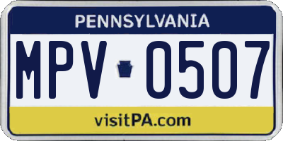 PA license plate MPV0507