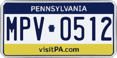 PA license plate MPV0512