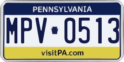 PA license plate MPV0513