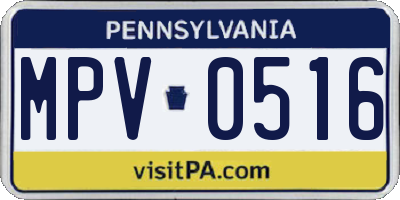 PA license plate MPV0516