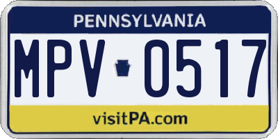 PA license plate MPV0517
