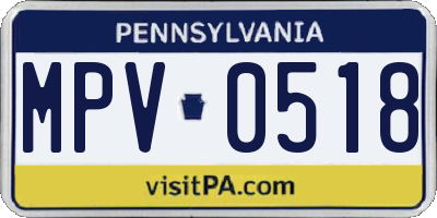 PA license plate MPV0518