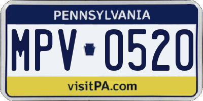 PA license plate MPV0520