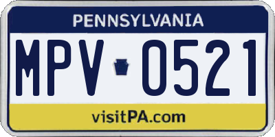 PA license plate MPV0521