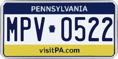 PA license plate MPV0522