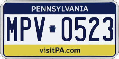 PA license plate MPV0523