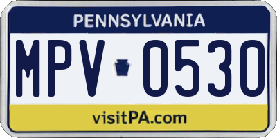 PA license plate MPV0530