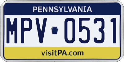 PA license plate MPV0531