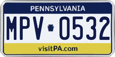 PA license plate MPV0532