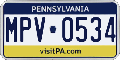PA license plate MPV0534