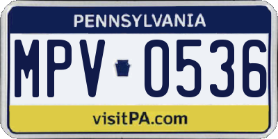 PA license plate MPV0536