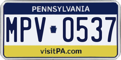 PA license plate MPV0537